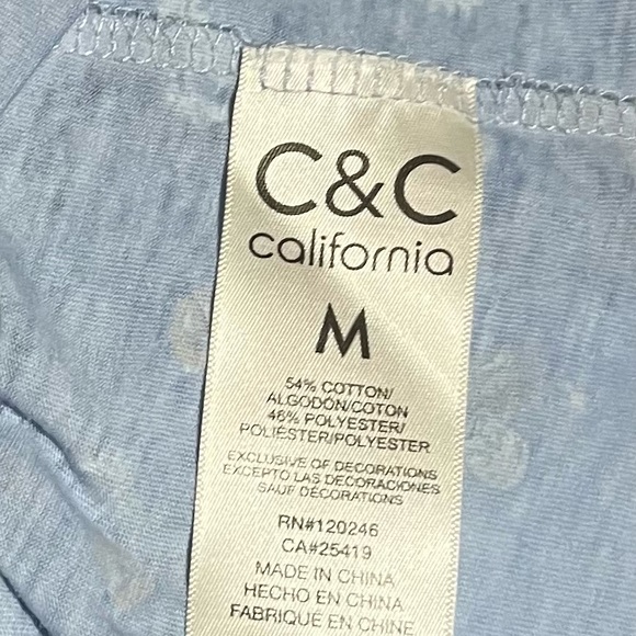 C&C California Light Blue Women’s Short Sleeve Top Sz M - Picture 6 of 7